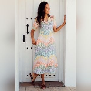 NWT Sugarhill Brighton Eileen Midi Shirt Dress Animal Floral Wave UK 10 US 6 Med